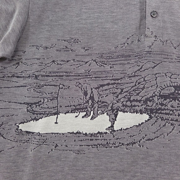 VTG Descente Men's XL Polo‎ Shirt Golf Scene Print Bodega Harbour Golf Course - Picture 8 of 9